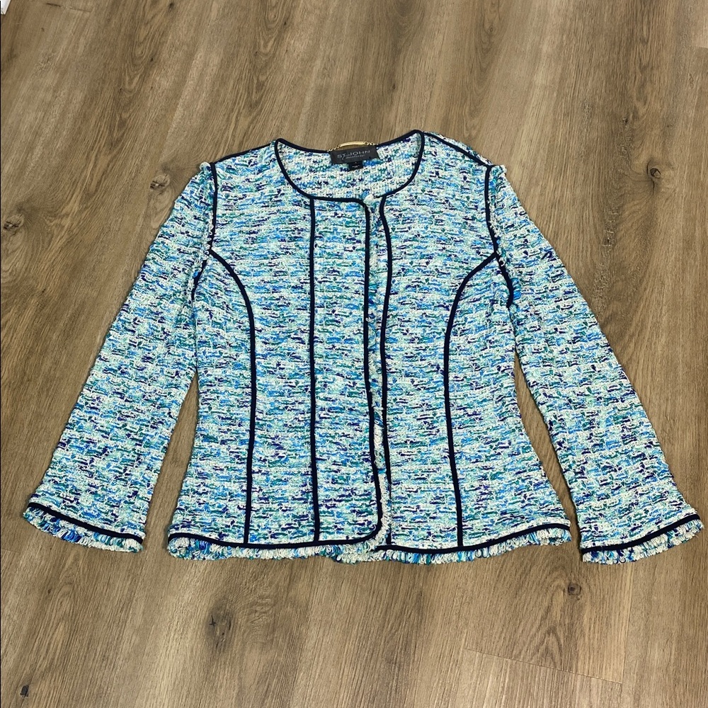 St. John Couture Jade Multicolor Tweed Jacket size 8